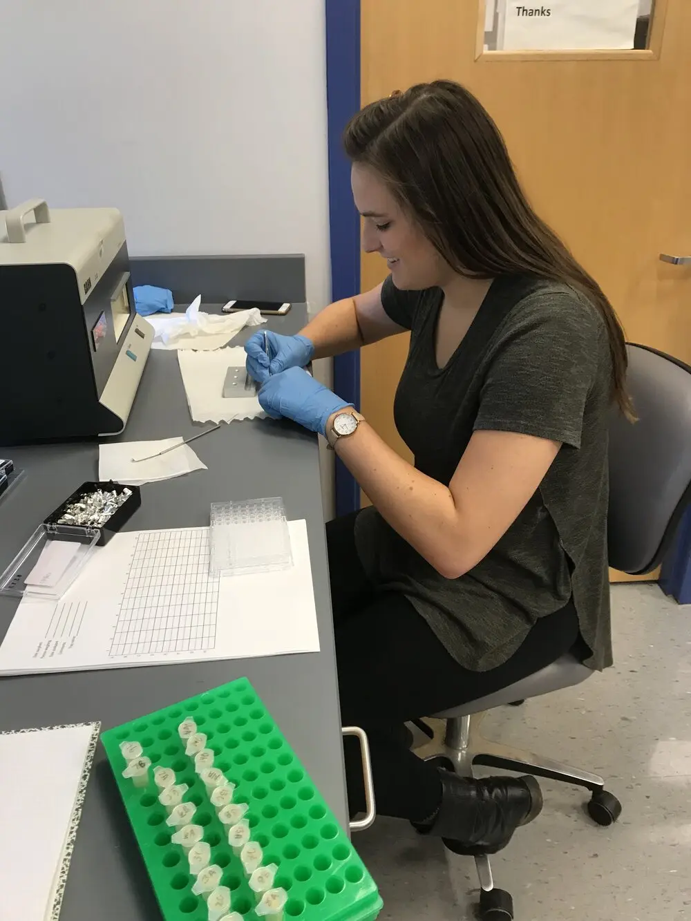 Rachael weighing samples